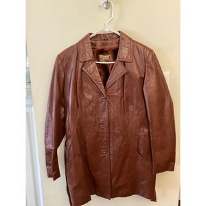 Genuine leather vintage coat